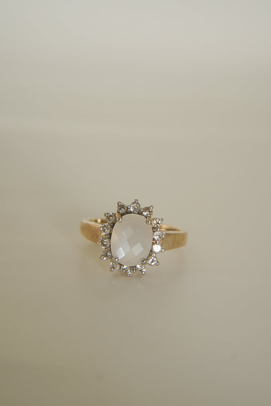 LUNA | MOONSTONE & WHITE TOPAZ CLUSTER RING