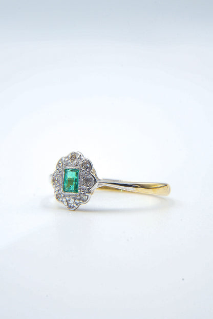 AMELIA | 18CT ART DECO EMERALD & DIAMOND RING