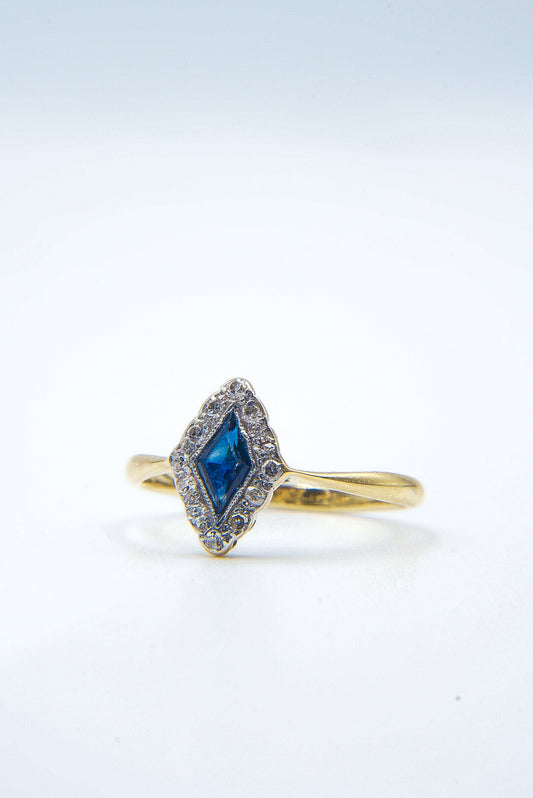 AMBER | 9CT ART DECO SAPPHIRE & DIAMOND RING