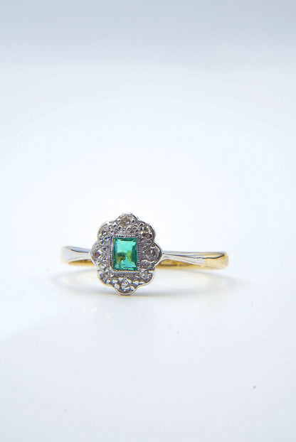 AMELIA | 18CT ART DECO EMERALD & DIAMOND RING