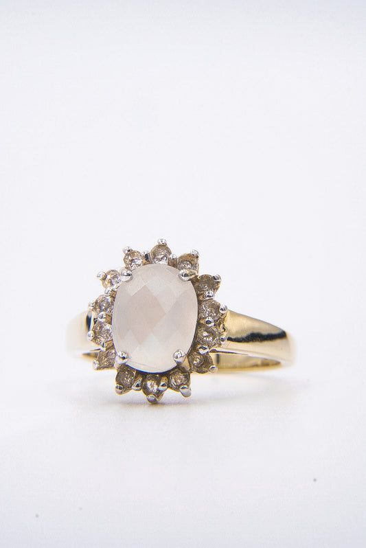 LUNA | MOONSTONE & WHITE TOPAZ CLUSTER RING