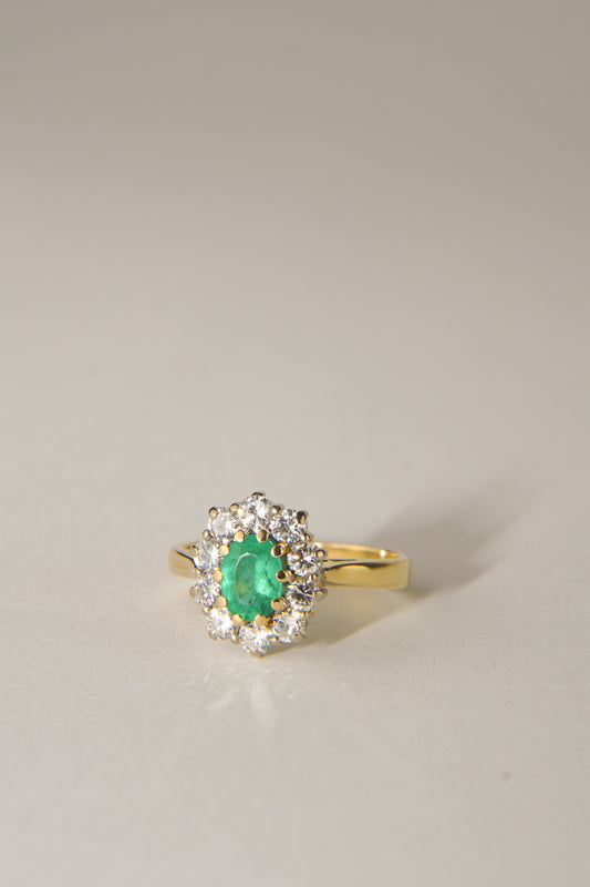 NOËLLE | 18CT EMERALD & DIAMOND CLUSTER RING