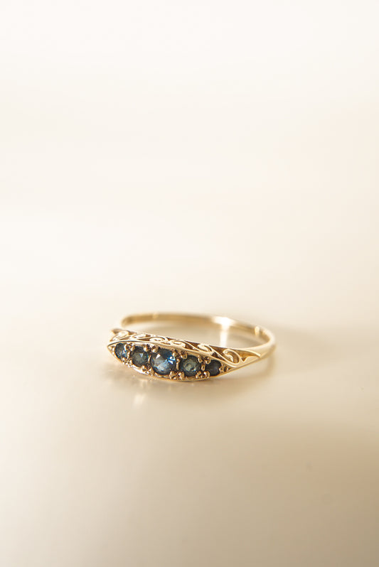 MARLIE | SAPPHIRE 5 STONE FILIGREE RING