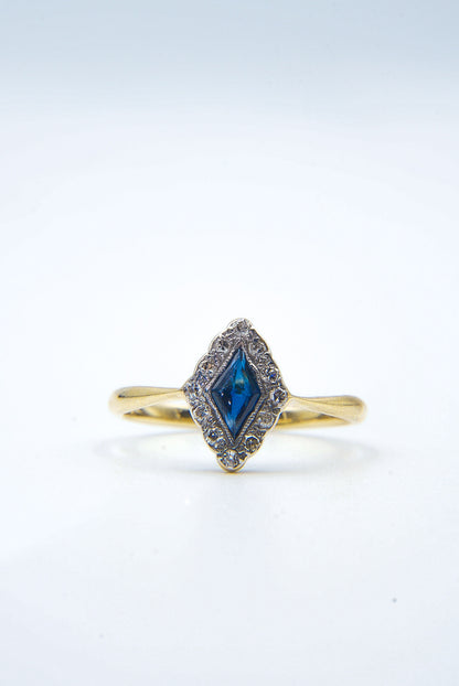 AMBER | 9CT ART DECO SAPPHIRE & DIAMOND RING