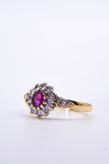 ROSE | RUBY & DIAMOND CLUSTER RING